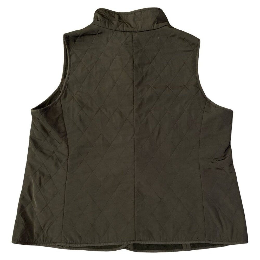 Talbots 1X Diamond Quilted Nylon Fleece Lined Puffer Vest Womens Black W/Buttons - Picture 2 of 6